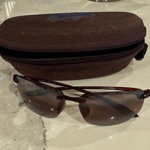 Maui Jim Tortoiseshell Rimless Sunglasses with Brown Gradient Lenses